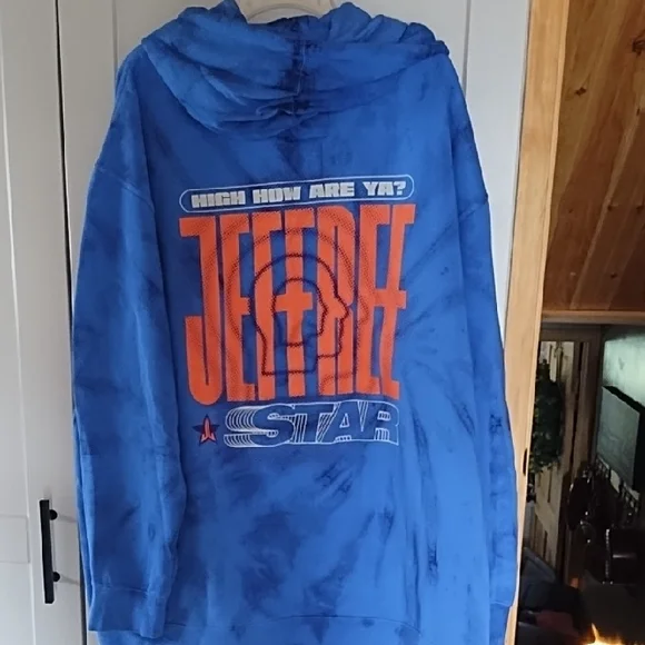 Jeffree Star Blue Tie-Dye Hoodie with Orange Logo - Picture 5 of 6